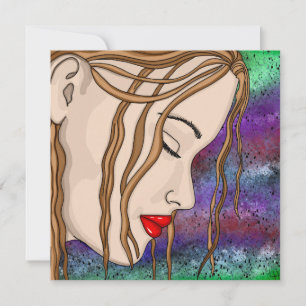 Droevige Dame in Diepe Gedachten Digitale Kunst