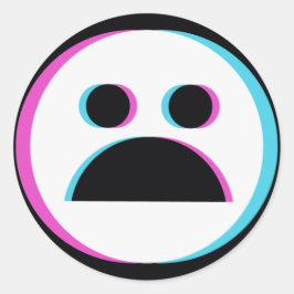 Droevige Emoji Black Ronde Sticker