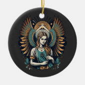 Droevige Engel in de Hemel Keramisch Ornament (Voorkant)