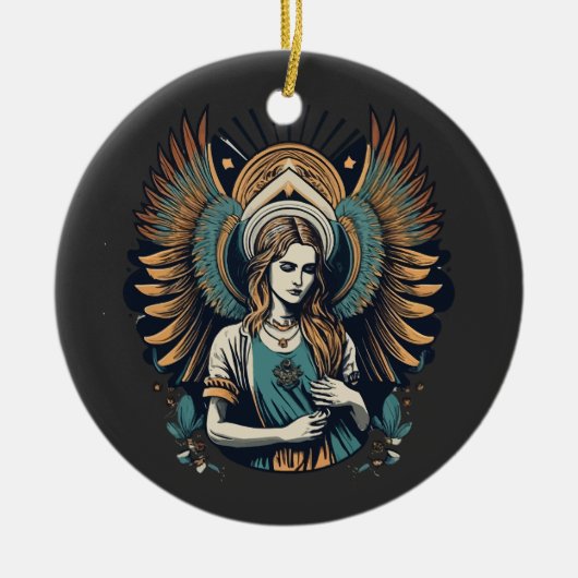 Droevige Engel in de Hemel Keramisch Ornament (Voorkant)