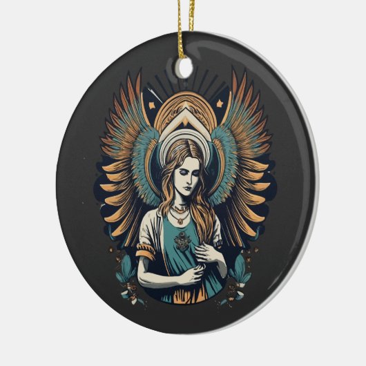 Droevige Engel in de Hemel Keramisch Ornament (Links)