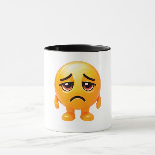 Droevige Gele Smiley Illustratie Mok (Midden)