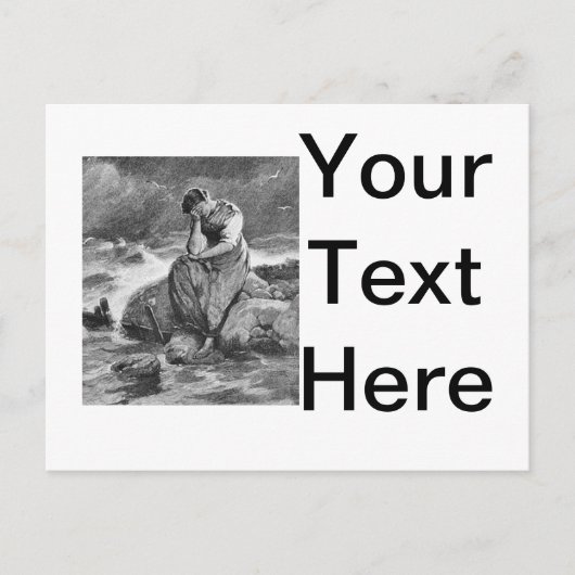 Droevige gotische vrouw vintage sympathie kunstill briefkaart (Voorkant)