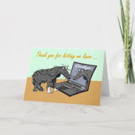 Droevige hond en overlappings hoogste computer, bedankkaart