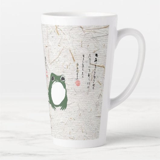 Droevige Japanse Kikker Pad 19e Eeuw Latte Mok (Rechts)