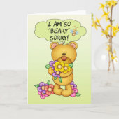 Droevige Kaart "Beary" Droevig met Beer en Bloemen (Gele Bloem)