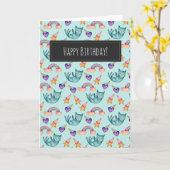 Droevige kat in de lucht| Fijne verjaardag Kaart (Gele Bloem)