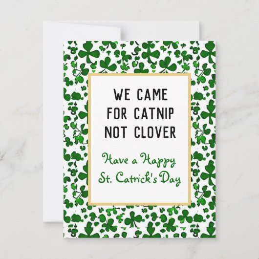 Droevige Katnip Niet Klaver Sint Catrick's Dag Kat Notitiekaartje (Achterkant)