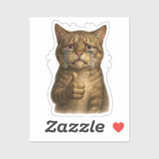 Droevige Kitty Duim Omhoog Meme Sticker