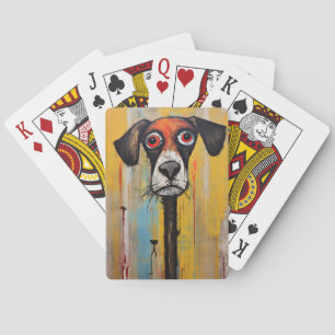 Droevige Mutt Grote Geschilderde Ogen Pokerkaarten