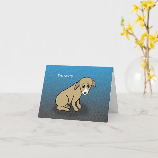 Droevige Puppy Ogen Vergeef me Hond Het spijt me Kaart (Gele Bloem)