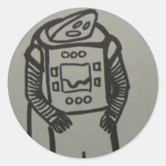 droevige robotzoon ronde sticker (Voorkant)