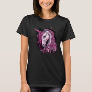 Droevige roze eenhoorn voor eenhoornliefhebbers t-shirt