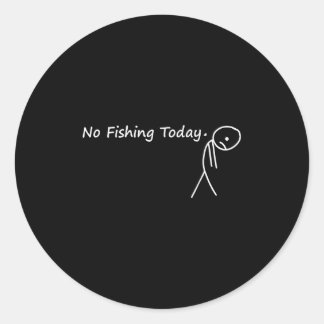 Droevige Stick Figure Visliefhebber Geen Vissen Va Ronde Sticker