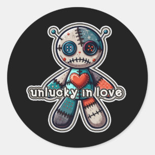 Droevige VOODOO Pop Beer ONGELOKKIG in de LIEFDE Ronde Sticker