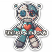 Droevige VOODOO Pop Beer ONGELOKKIG in de LIEFDE Sticker (Voorkant)