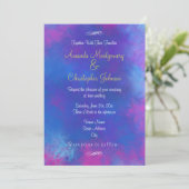 Droge Abstracte kleuren Blauwe Roze Paarse bruilof Kaart (Staand voorkant)