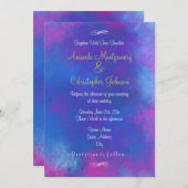 Droge Abstracte kleuren Blauwe Roze Paarse bruilof Kaart (Voorkant / Achterkant)