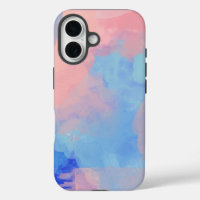 Droge Abstracte Waterverf Wolken in Blauw en Roze