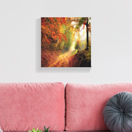 Droge bladeren foto bos canvas afdruk (Insitu (Woonkamer))