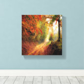 Droge bladeren foto bos canvas afdruk (Insitu (Houten vloer))