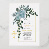 Droge blauwe bloemen en goudmakreel met boogontste folie uitnodiging (Voorkant)