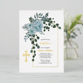 Droge blauwe bloemen en goudmakreel met boogontste folie uitnodiging (Staand Voorkant)