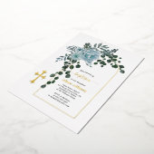 Droge blauwe bloemen en goudmakreel met boogontste folie uitnodiging (Gedraaid)