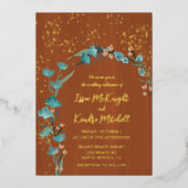 Droge blauwe en verbrande Oranje flessenArch Folie Uitnodiging (Voorkant)