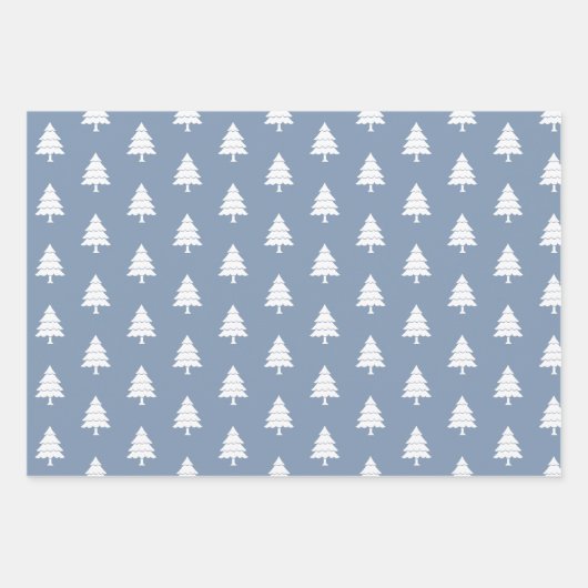 Droge blauwe en witte bomen Vroege kerstvakantie Inpakpapier Vel (Voorkant 2)