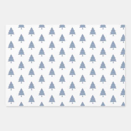 Droge blauwe en witte bomen Vroege kerstvakantie Inpakpapier Vel (Voorkant)