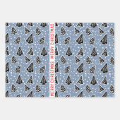 Droge blauwe en zwarte kerstbomen inpakpapier vel (Voorkant 2)