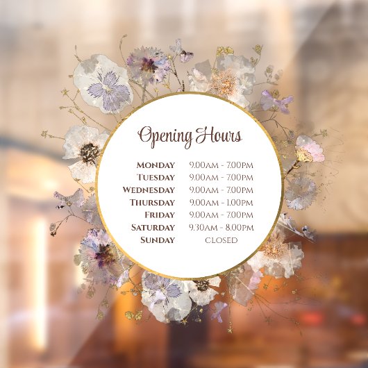 Droge Bloemen Cirkel Openingstijden Ruitstickers Raamsticker (Vel 2)