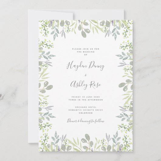 Droge botanische bruine bruiloft kaart (Voorkant)