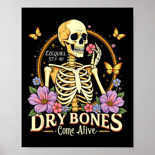 Droge Botten komen tot leven Dancing Skeleton Jesu Poster (Voorkant)