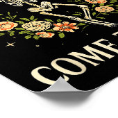 Droge botten komen tot leven dansend bloemenskelet poster (Hoek)