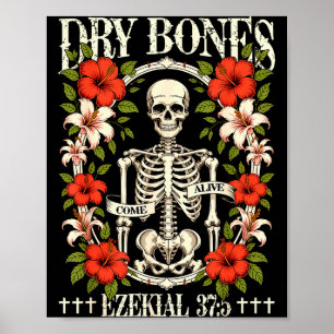 Droge botten komen tot leven Grappig skelet bloem  Poster