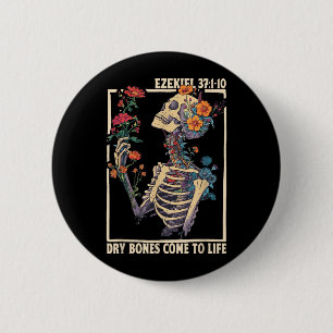 Droge botten komen tot leven Skelet Bloemrijke Eze Ronde Button 5,7 Cm