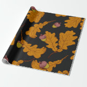 Droge eikenbladeren en eikels. met de hand getrokk cadeaupapier (Uitgerold)