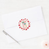 Droge en felle kerstfamilie ronde sticker (Envelop)