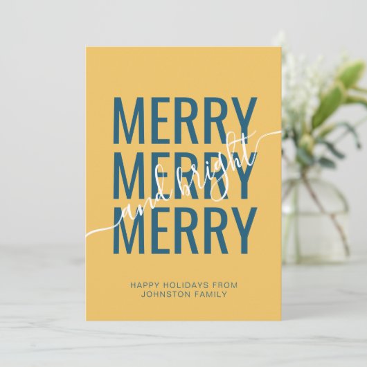 Droge en felle kerstgele schaakster feestdagenkaart (Staand voorkant)