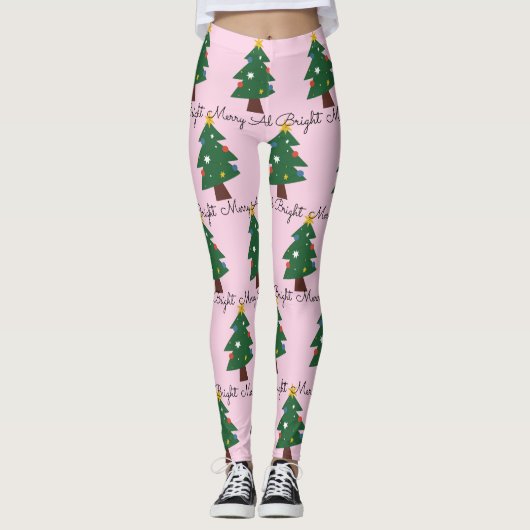 Droge en heldere kerstbomen op roze leggings (Voorkant)