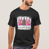 Droge en heldere kerstboom Roze lampjes T-shirt (Voorkant)