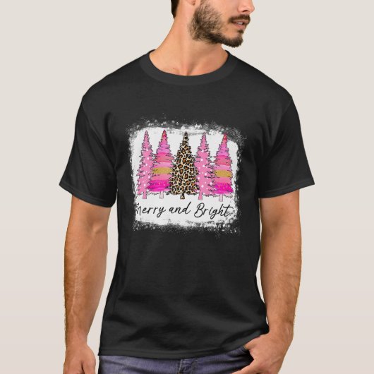Droge en heldere kerstboom Roze lampjes T-shirt (Voorkant)