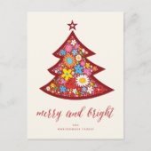 Droge en heldere kleurrijke kerstboom feestdagenkaart (Voorkant)