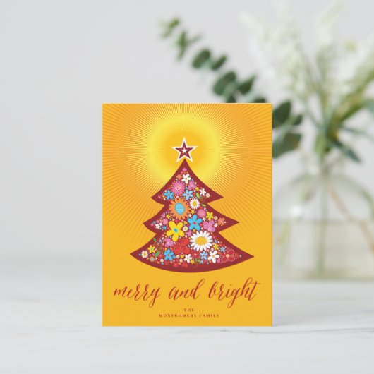 Droge en heldere kleurrijke kerstboom feestdagenkaart (Staand voorkant)