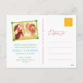 Droge en heldere kleurrijke kerstboom feestdagenkaart (Achterkant)