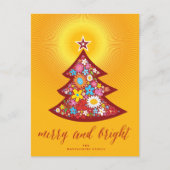Droge en heldere kleurrijke kerstboom feestdagenkaart (Voorkant)