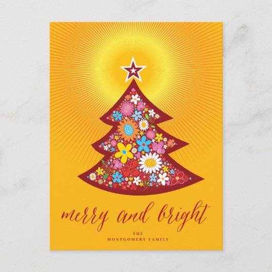 Droge en heldere kleurrijke kerstboom feestdagenkaart (Voorkant)
