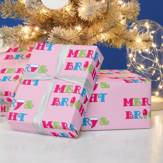 Droge en heldere, warme pasta roze kerst cadeaupapier (Feestdagen)